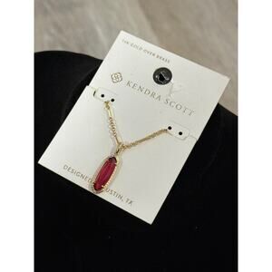 Kendra Scott x Target collab 24k gold long‎ necklace maroon stone NWT